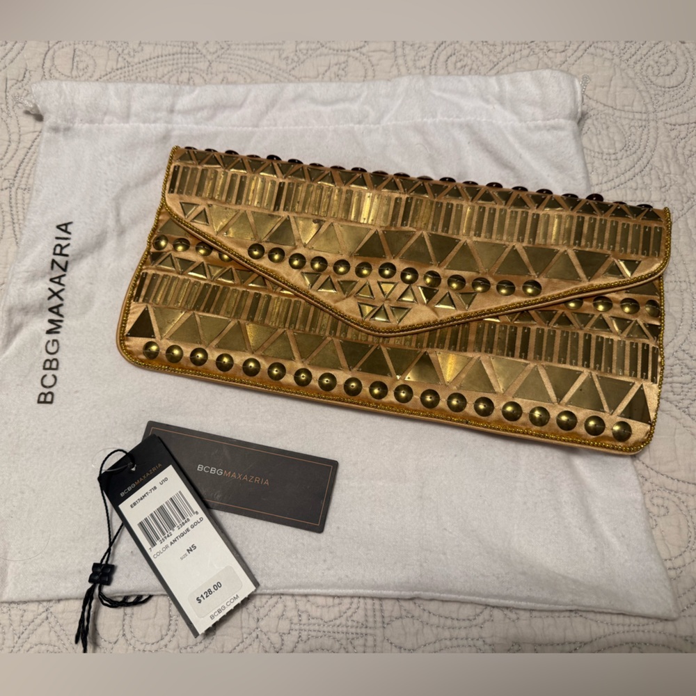 BCBGMaxAzria Metallic Gold Geometric Clutch